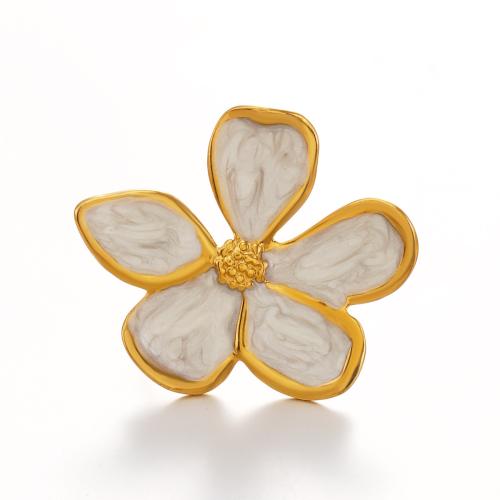 Émail Bague en Acier inoxydable , Acier inoxydable 304, fleur, Placage de couleur d'or, bijoux de mode & pour femme & émail, plus de couleurs à choisir, Vendu par PC