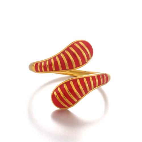 Émail Bague en Acier inoxydable , Acier inoxydable 304, Placage de couleur d'or, bijoux de mode & pour femme & émail, plus de couleurs à choisir, Vendu par PC