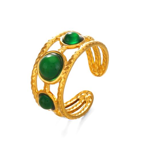 Bague en acier inoxydable, Acier inoxydable 304, avec résine, Plaqué or 18K, bijoux de mode & pour femme & creux, plus de couleurs à choisir, Vendu par PC