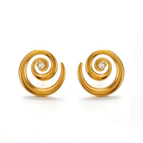 clou d'oreille en acier inoxydable avec stras, Acier inoxydable 304, Placage, pour femme & avec strass & creux, plus de couleurs à choisir, Vendu par paire