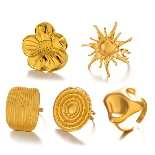 Bague en acier inoxydable, Acier inoxydable 304, Plaqué or 18K, bijoux de mode & styles différents pour le choix & pour femme, Vendu par PC