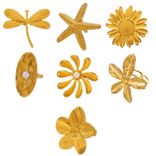 Bague en acier inoxydable, Acier inoxydable 304, Placage, bijoux de mode & styles différents pour le choix & pour femme, doré, Vendu par PC