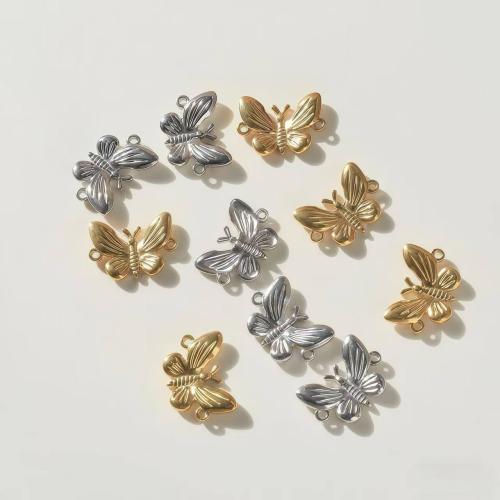 Connecteur de charme en acier inoxydable, Acier inoxydable 304, papillon, Placage, DIY, plus de couleurs à choisir Vendu par sac