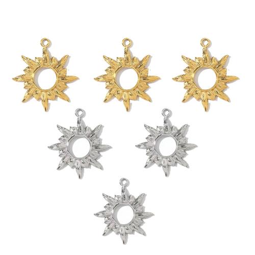 Stainless Steel Pendants, 304 Stainless Steel, Sun, plated, DIY & hollow 