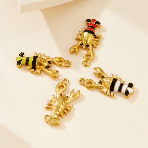 Pendentifs d'animaux en acier inoxydable , Acier inoxydable 304, homard, Placage, DIY & émail, plus de couleurs à choisir Vendu par sac