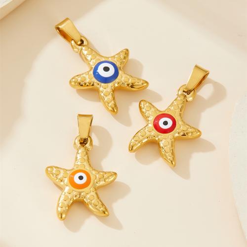 Moda Mal Ojo Pendiente, acero inoxidable 304, Estrella de Mar, chapado, Bricolaje & esmalte, más colores para la opción, 10PCs/Bolsa, Vendido por Bolsa
