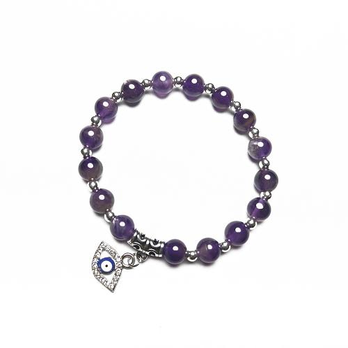 Bracelets en pierres précieuses, Pierre naturelle, avec Acier inoxydable 304 & alliage de zinc, bijoux de mode & avec strass, plus de couleurs à choisir, 8mm cm, Vendu par PC