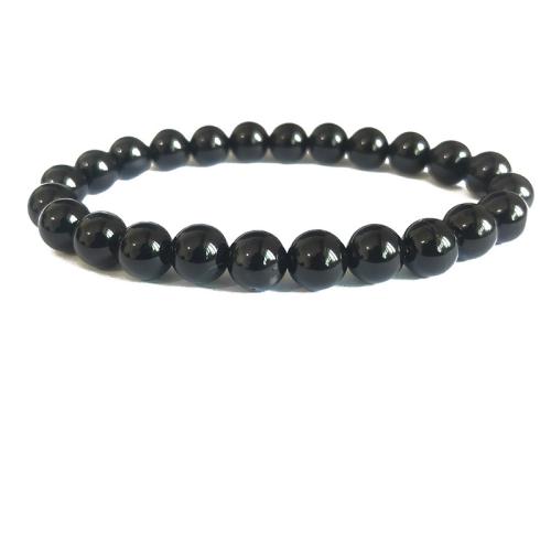 Bracelets Agate Noir, agate noire, bijoux de mode, noire, 8mm cm, Vendu par PC[