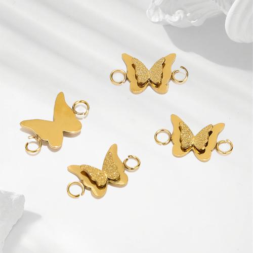 Connecteur de charme en acier inoxydable, Acier inoxydable 304, papillon, Placage de couleur d'or, DIY, doré Vendu par sac
