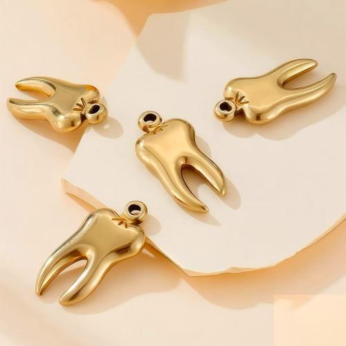Stainless Steel Pendants, 304 Stainless Steel, Tooth, plated, DIY 