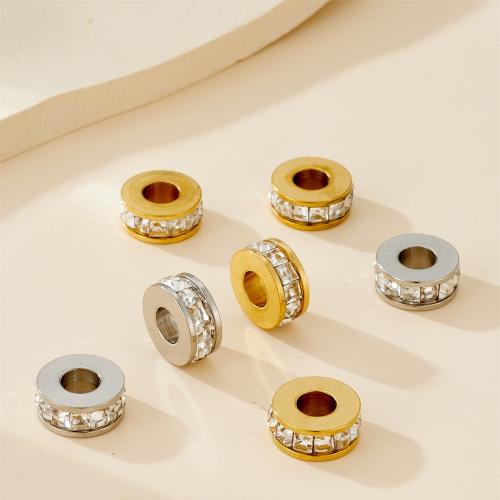 Abalorios Estilo Europeo de Acero Inoxidable, acero inoxidable 304, chapado, Bricolaje & micro arcilla de zirconia cúbica, más colores para la opción, 10PCs/Bolsa, Vendido por Bolsa