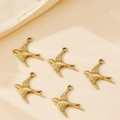 Pendentifs d'animaux en acier inoxydable , Acier inoxydable 304, Hirondelle, Placage, DIY, plus de couleurs à choisir Vendu par sac