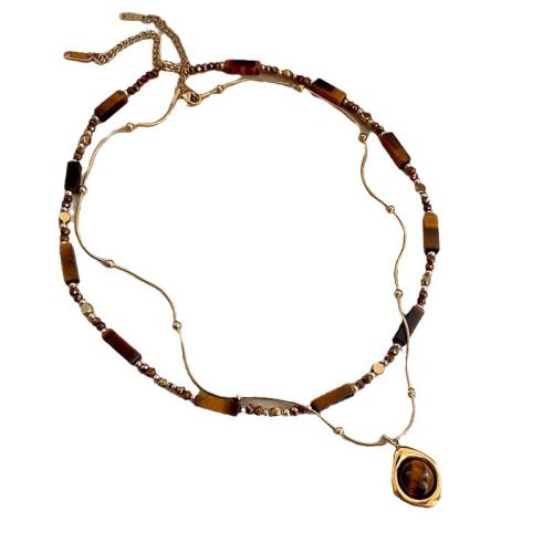Gemstone Chip Necklaces, Zinc Alloy, with Gemstone Chips, handmade, 2 pieces & fashion jewelry & for woman 