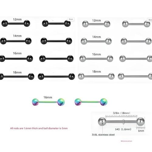 acier inoxydable 316L piercing oreille, Placage, bijoux de mode & unisexe, couleurs mélangées é, Vendu par fixé