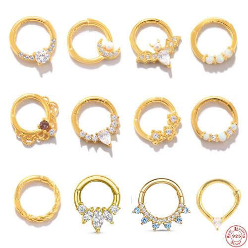 argent sterling 925 Bijoux de Piercing de Nez, unisexe & styles différents pour le choix & pavé de micro zircon, Vendu par PC