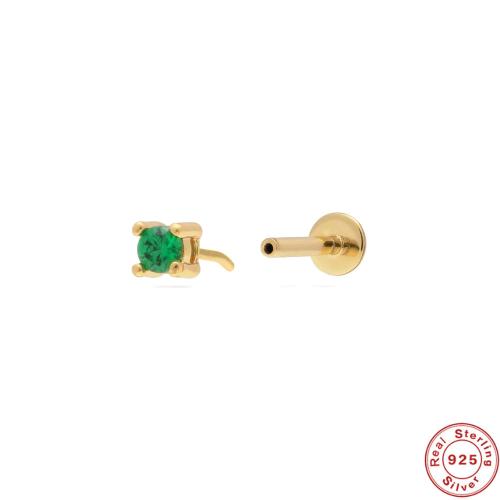 925 Sterling Silver Piercing Earring, Unisex & micro pave cubic zirconia 