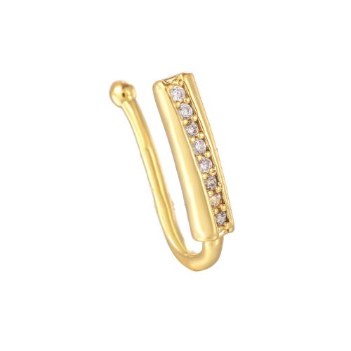 Brass Nose Clip, plated, Unisex & micro pave cubic zirconia 