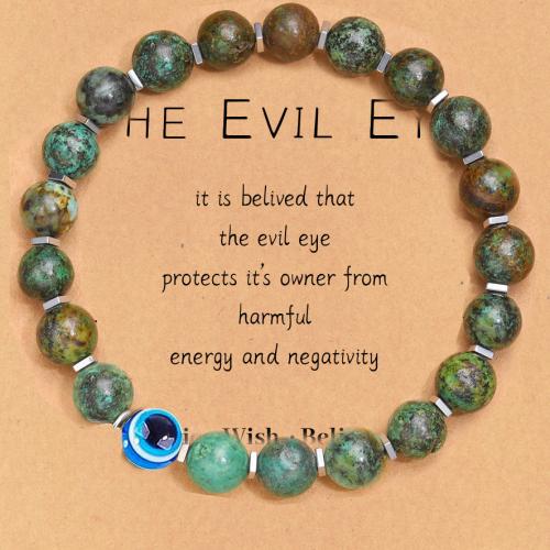 pierre gemme bracelet, avec résine, Mauvais œil, fait à la main, différents matériaux pour le choix & unisexe Environ 7 pouce, Vendu par PC