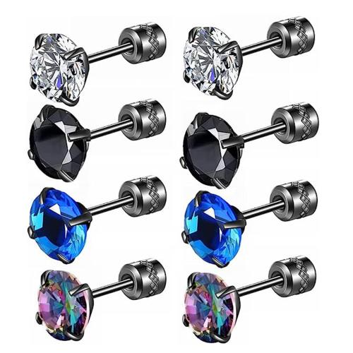 Acier inoxydable 316 Stud Set, Placage, unisexe & pavé de micro zircon é, Vendu par fixé