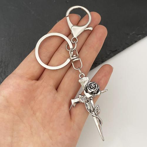 bijoux de porte-clés en Alliage de zinc, croix, Placage de couleur d'or, bijoux de mode, argent, Vendu par PC