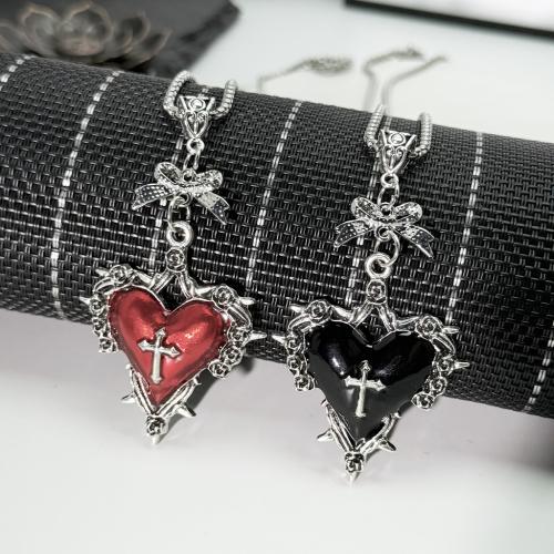 Chaîne en alliage de zinc de fer Collier Pull, coeur, Placage de couleur d'or, bijoux de mode & émail, plus de couleurs à choisir, Vendu par PC