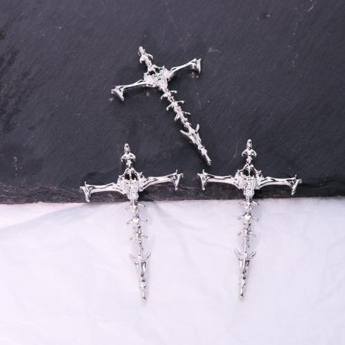 Colgantes de Aleación de Zinc en Forma Cruces, chapado en color dorado, Bricolaje, plateado, Vendido por UD