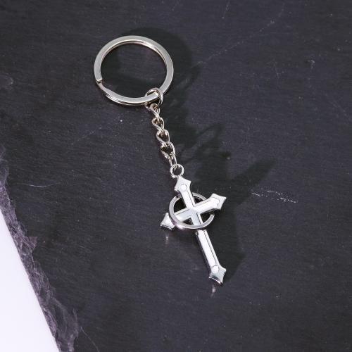 Enamel Zinc Alloy Key Chain, Cross, gold color plated, fashion jewelry 