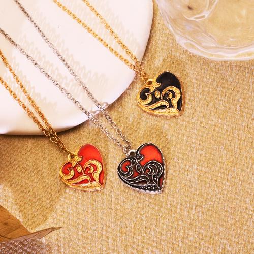 Enamel Zinc Alloy Necklace, Heart, gold color plated, Halloween Design 