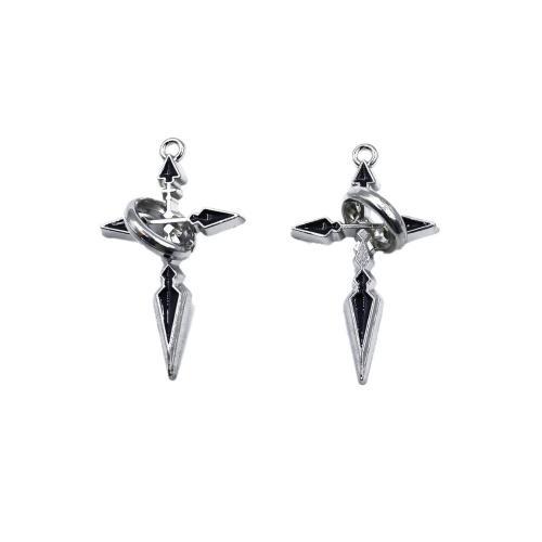 Colgantes de Aleación de Zinc en Forma Cruces, chapado en color dorado, Bricolaje & esmalte, Negro, Vendido por UD