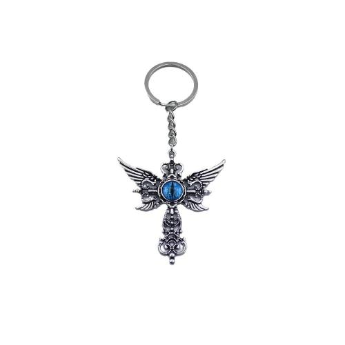 bijoux de porte-clés en Alliage de zinc, avec verre, croix, Placage de couleur d'or, bijoux de mode, plus de couleurs à choisir, Vendu par PC