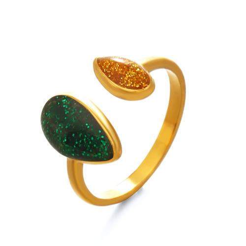 Émail Bague en Acier inoxydable , Acier inoxydable 304, Plaqué or 18K, styles différents pour le choix & pour femme & émail, plus de couleurs à choisir, Vendu par PC