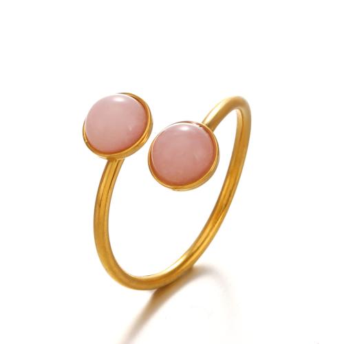 Bague en acier inoxydable, Acier inoxydable 304, avec résine, Plaqué or 18K, bijoux de mode & pour femme, plus de couleurs à choisir, Vendu par PC