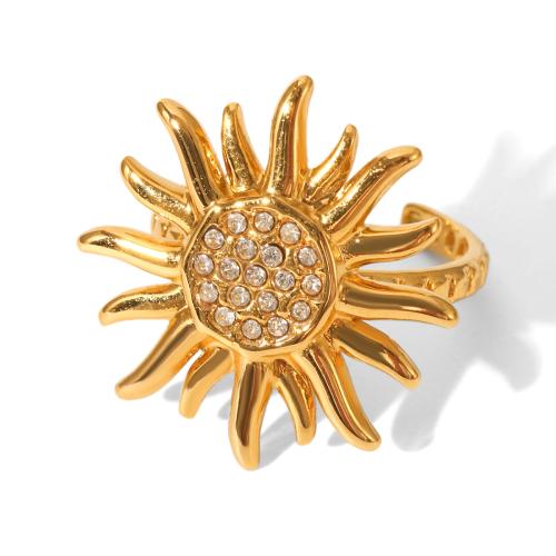 Joyería de acero inoxidable de diamantes de imitación, acero inoxidable 304, sol, chapado, diferentes estilos para la opción & para mujer & con diamantes de imitación, dorado, Vendido por UD