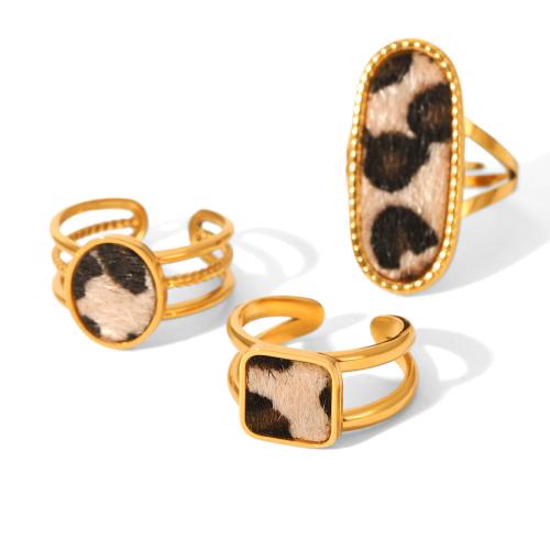 Bague en acier inoxydable, Acier inoxydable 304, avec crin de cheval, Placage, styles différents pour le choix & pour femme & creux, doré, Vendu par PC