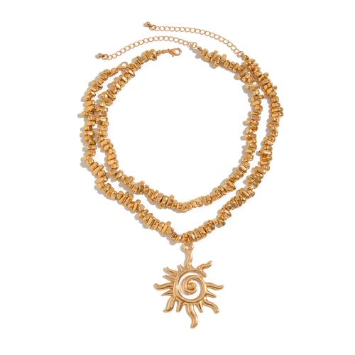 Zinc Alloy Necklace, with Copper Coated Plastic, plated, 2 pieces & fashion jewelry & for woman, golden 