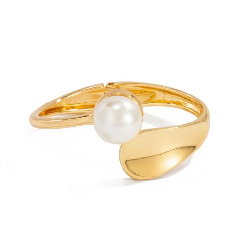 Zinc Alloy Cuff Bangle, with Plastic Pearl, plated, fashion jewelry & for woman 