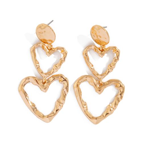 Zinc Alloy Drop Earring, Heart, plated, fashion jewelry & for woman & hollow, golden 