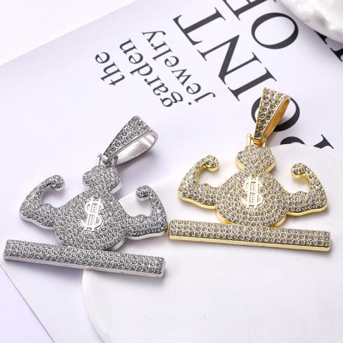 Zink Legierung Strass Anhänger, Zinklegierung, Geldsack, plattiert, DIY & mit Strass, keine, 40x5.8mm, verkauft von PC