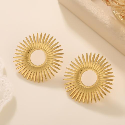 Серьги из нержавеющей стали, Нержавеющая сталь 304, с Пластиковая жемчужина, Другое покрытие, ювелирные изделия моды, Золотой, продается Пара