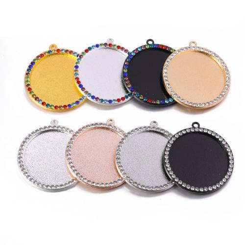 Pendantif en Alliage de zinc  , Rond, Placage, DIY & avec strass, plus de couleurs à choisir, Vendu par PC