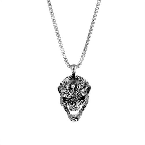 Zinc Alloy Necklace, Skull, silver color plated, fashion jewelry, silver color, 4mm cm 