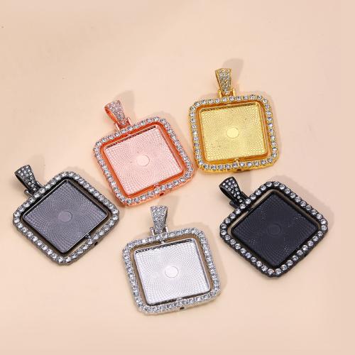 Zink Legierung Strass Anhänger, Zinklegierung, Quadrat, plattiert, DIY & mit Strass, keine, verkauft von PC