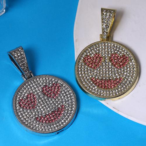 Zink Legierung Strass Anhänger, Zinklegierung, rund, plattiert, DIY & mit Strass, keine, 48x44mm, verkauft von PC