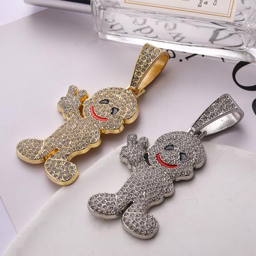 Zink Legierung Strass Anhänger, Zinklegierung, Cartoon, plattiert, DIY & Emaille & mit Strass, keine, 58x35mm, verkauft von PC