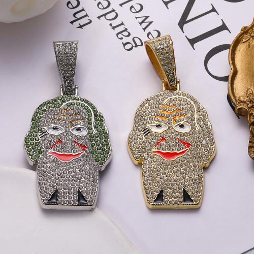 Zink Legierung Strass Anhänger, Zinklegierung, Clown, plattiert, DIY & Emaille & mit Strass, keine, 58x35mm, verkauft von PC