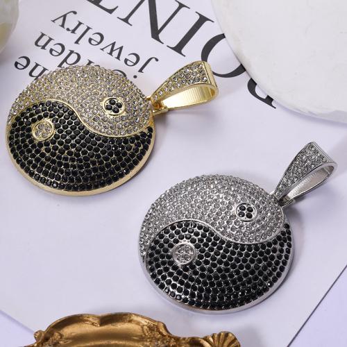 Zink Legierung Strass Anhänger, Zinklegierung, rund, plattiert, DIY & mit Strass, keine, 55x50mm, verkauft von PC