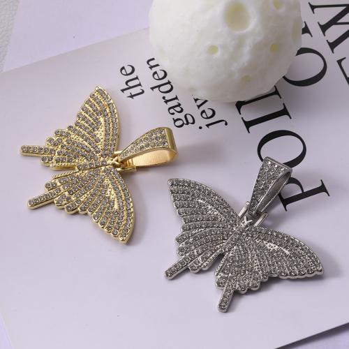 Zink Legierung Strass Anhänger, Zinklegierung, Schmetterling, plattiert, DIY & Emaille & mit Strass, keine, 36x55mm, verkauft von PC