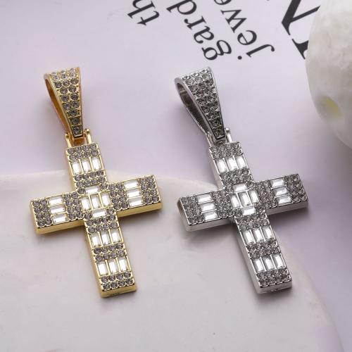 Zink Legierung Strass Anhänger, Zinklegierung, Kreuz, plattiert, DIY & Micro pave Zirkonia & mit Strass, keine, 53x36mm, verkauft von PC