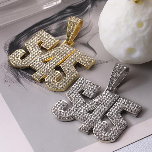 Zink Legierung Strass Anhänger, Zinklegierung, Alphabet-Buchstabe, plattiert, DIY & mit Strass, keine, 48x48mm, verkauft von PC