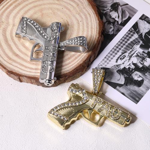 Zink Legierung Strass Anhänger, Zinklegierung, Pistole, plattiert, DIY & mit Strass, keine, 45x56mm, verkauft von PC